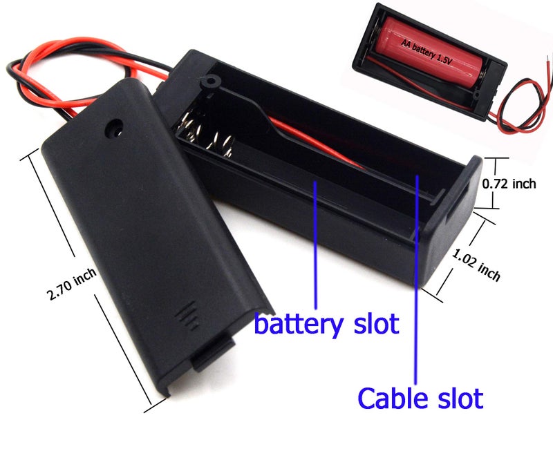 LampVPath (Pack of 5 Single 1AA Battery Holder with Cover and Switch, AA Battery Holder with Leads Wires - Image 2